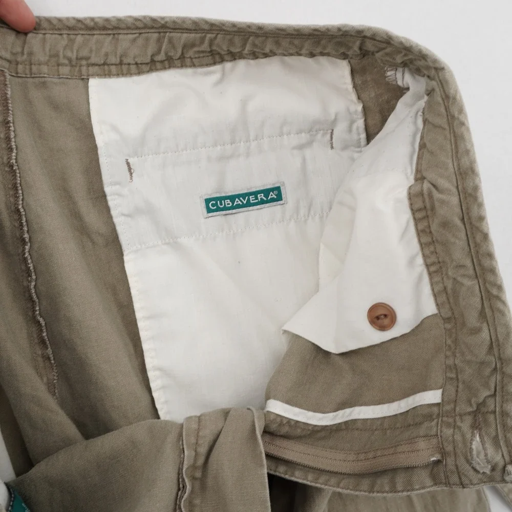 Cubavera Linen Blend Drawstring Pants Mens 36 Khaki Casual Resort